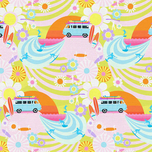 Endless Summer Rainbow Goin' Surfin' Lysa Flower Paintbrush Studio Fabric 100% Quilters Cotton 120 24822 Fabric Fetish