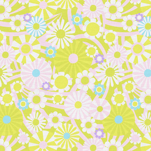 Sunshine Floral Green Goin' Surfin' Lysa Flower Paintbrush Studio Fabric 100% Quilters Cotton 120 24825 Fabric Fetish